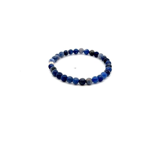 Natural Sodalite Gemstones Mini 4mm 18K Rose Gold Charm Bead - Picture 4 of 6